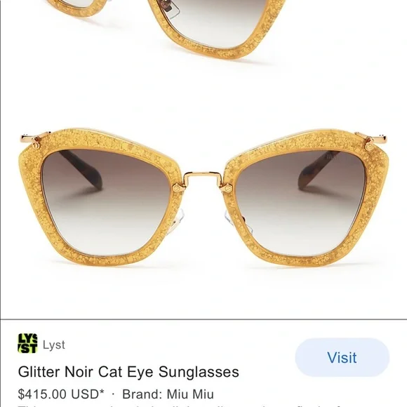 Miu Miu | Accessories | Miu Miu Noir Glitter Cat Eye  display picture 3